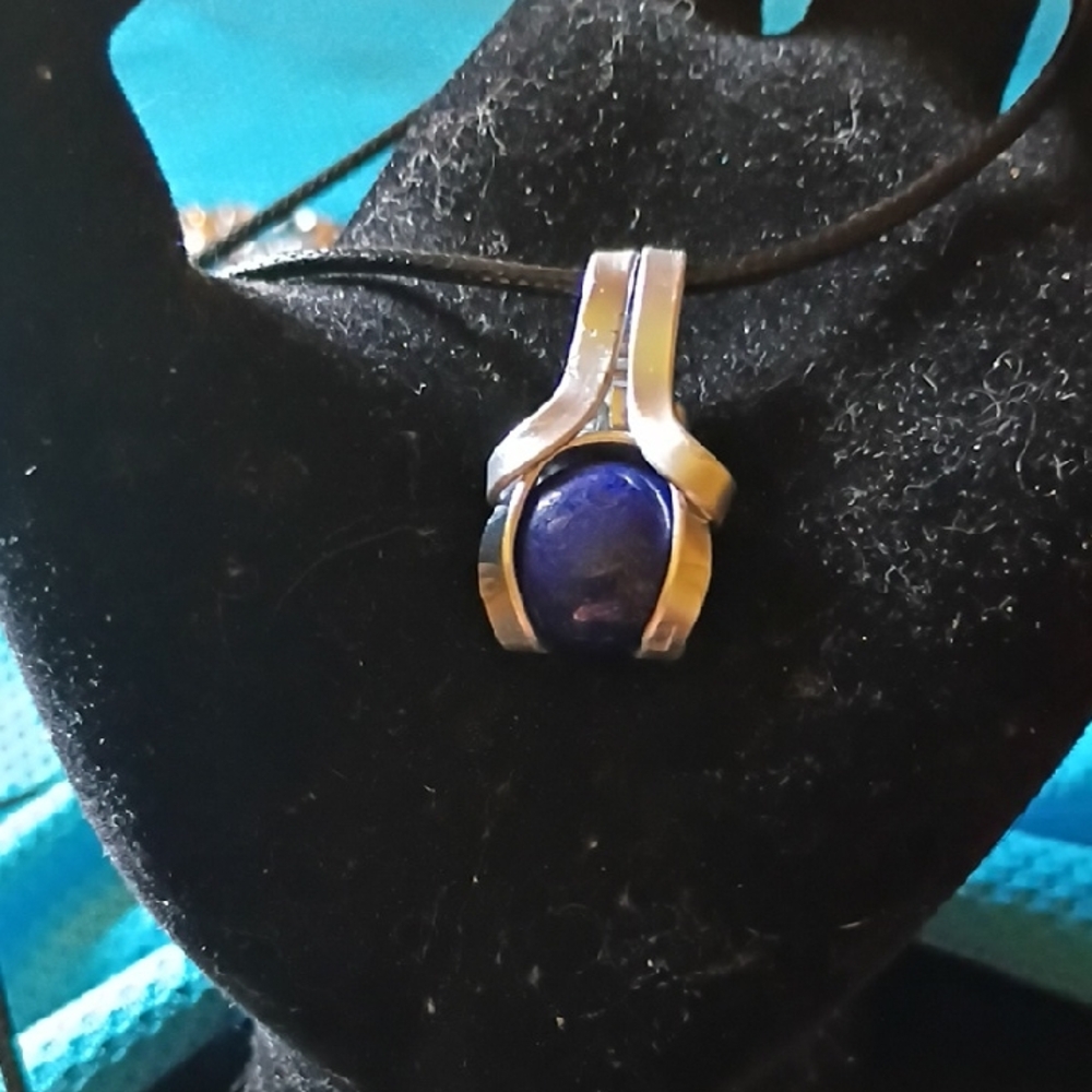 Silver and Blue Pendant Necklace